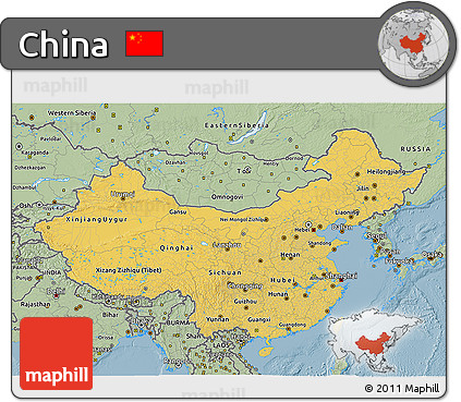 Savanna Style 3D Map of China