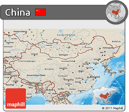 Shaded Relief 3D Map of China