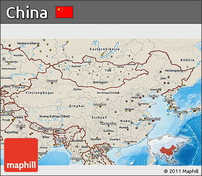 Shaded Relief 3D Map of China