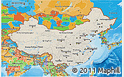 Shaded Relief 3D Map of China, political outside