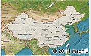 Shaded Relief 3D Map of China, satellite outside