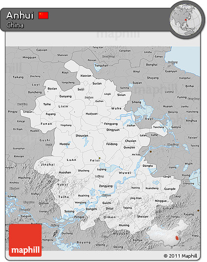 Gray 3D Map of Anhui