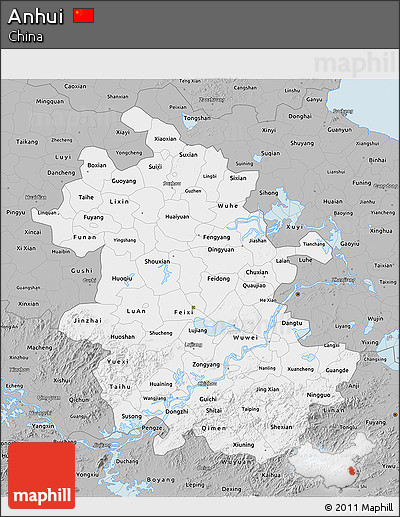 Gray 3D Map of Anhui
