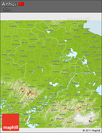 Physical 3D Map of Anhui
