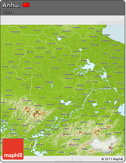 Physical 3D Map of Anhui