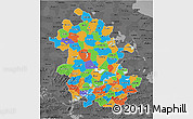 Political 3D Map of Anhui, darken, desaturated