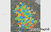 Political 3D Map of Anhui, darken, semi-desaturated