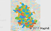 Political 3D Map of Anhui, lighten