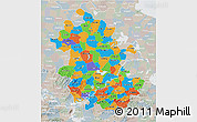 Political 3D Map of Anhui, lighten, semi-desaturated