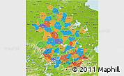 Political 3D Map of Anhui, physical outside