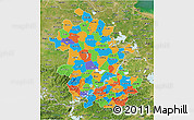 Political 3D Map of Anhui, satellite outside