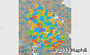 Political 3D Map of Anhui, semi-desaturated