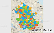 Political 3D Map of Anhui, shaded relief outside