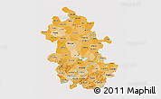 Political Shades 3D Map of Anhui, cropped outside