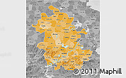 Political Shades 3D Map of Anhui, desaturated