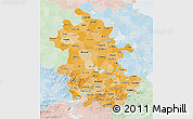 Political Shades 3D Map of Anhui, lighten