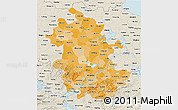 Political Shades 3D Map of Anhui, shaded relief outside