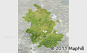 Satellite 3D Map of Anhui, lighten, semi-desaturated