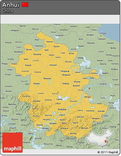 Savanna Style 3D Map of Anhui