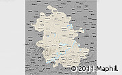 Shaded Relief 3D Map of Anhui, darken, desaturated