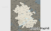 Shaded Relief 3D Map of Anhui, darken