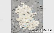 Shaded Relief 3D Map of Anhui, darken, semi-desaturated