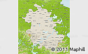 Shaded Relief 3D Map of Anhui, physical outside