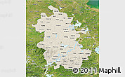 Shaded Relief 3D Map of Anhui, satellite outside