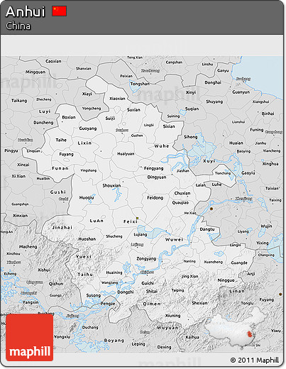 Silver Style 3D Map of Anhui