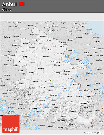 Silver Style 3D Map of Anhui