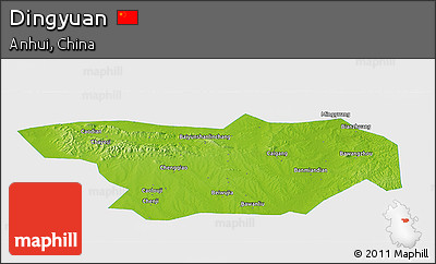 Physical Panoramic Map of Dingyuan, single color outside