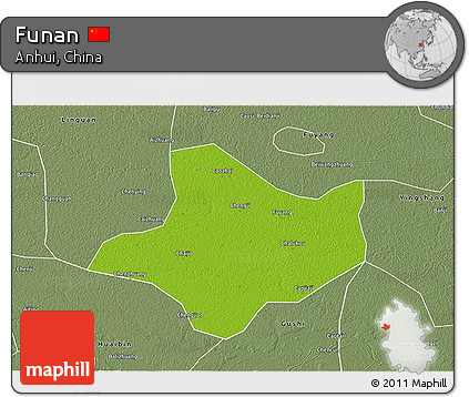 Physical 3D Map of Funan, semi-desaturated