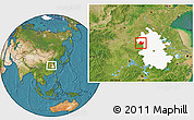 Satellite Location Map of Funan, highlighted parent region