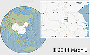 Savanna Style Location Map of Funan, highlighted country, hill shading