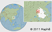 Savanna Style Location Map of Funan, highlighted parent region, hill shading