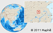 Shaded Relief Location Map of Funan