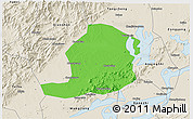Political 3D Map of Huaining, shaded relief outside