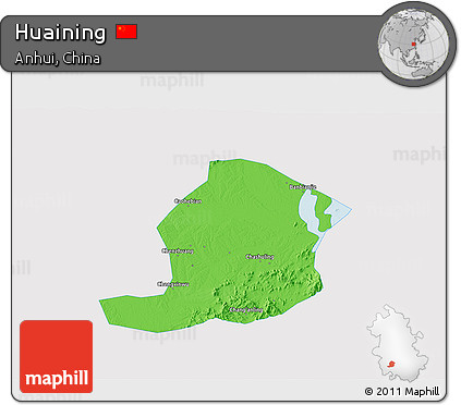Political 3D Map of Huaining, single color outside