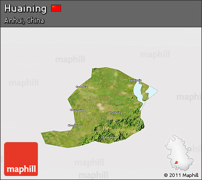 Satellite 3D Map of Huaining, cropped outside
