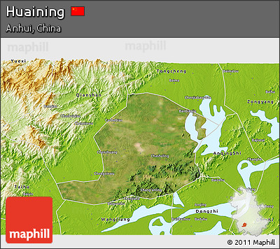 Satellite 3D Map of Huaining, physical outside