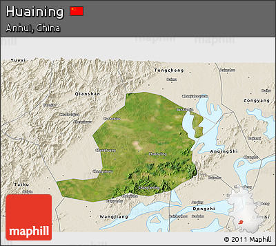 Satellite 3D Map of Huaining, shaded relief outside