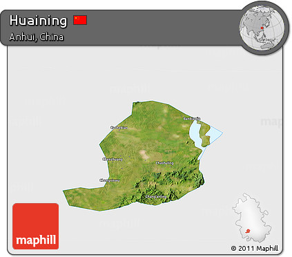 Satellite 3D Map of Huaining, single color outside