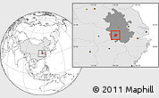 Blank Location Map of Huaining, highlighted country, highlighted parent region