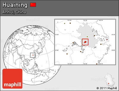 Blank Location Map of Huaining, highlighted parent region