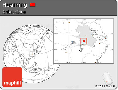 Blank Location Map of Huaining, highlighted parent region
