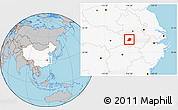 Gray Location Map of Huaining, highlighted country