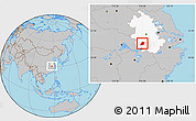 Gray Location Map of Huaining, highlighted parent region