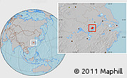 Gray Location Map of Huaining, hill shading