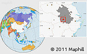 Political Location Map of Huaining, highlighted country, highlighted parent region
