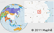 Political Location Map of Huaining, highlighted country